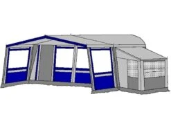 Te Velde Voortent De Wenne 310 Cm Blauw -Caravan Kampeer Winkel 1 2 te velde voortenten met uitbouw de wenne blauw7