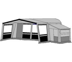 Te Velde Voortent De Vaart Lux 310 Cm. Antraciet -Caravan Kampeer Winkel te velde voortenten met uitbouw en luifel de vaart lux antraciet1