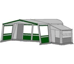 Te Velde Voortent De Vaart Lux 240 Cm Groen -Caravan Kampeer Winkel te velde voortenten met uitbouw en luifel de vaart lux groen
